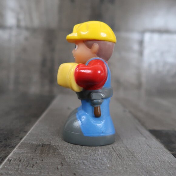 Construction Worker Man Little Tikes Toy 3-1/4" Tall Yellow Hat - Picture 4 of 5